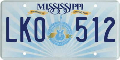 MS license plate LKO512