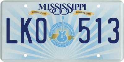 MS license plate LKO513