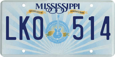 MS license plate LKO514