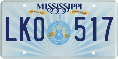 MS license plate LKO517
