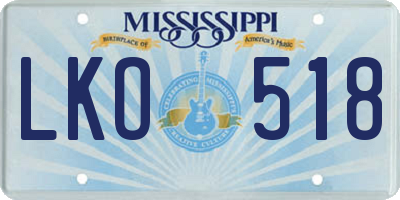 MS license plate LKO518