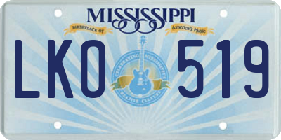 MS license plate LKO519