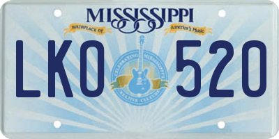 MS license plate LKO520