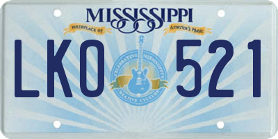 MS license plate LKO521
