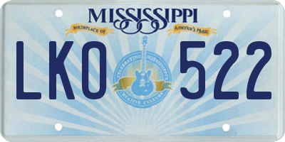 MS license plate LKO522