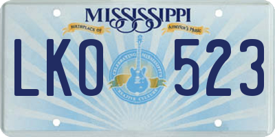 MS license plate LKO523