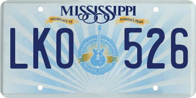MS license plate LKO526
