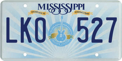 MS license plate LKO527