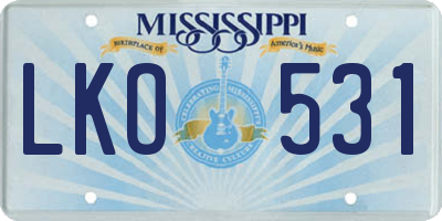 MS license plate LKO531