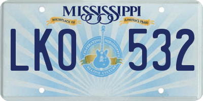MS license plate LKO532