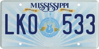 MS license plate LKO533