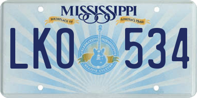 MS license plate LKO534