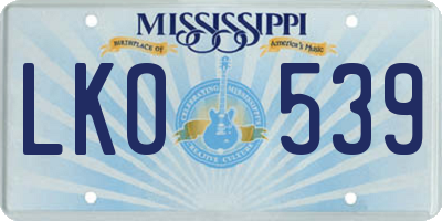 MS license plate LKO539
