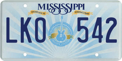 MS license plate LKO542
