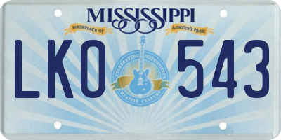 MS license plate LKO543