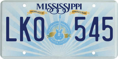MS license plate LKO545