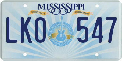 MS license plate LKO547