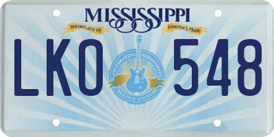 MS license plate LKO548