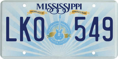 MS license plate LKO549