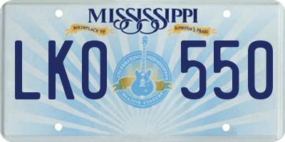 MS license plate LKO550