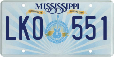 MS license plate LKO551