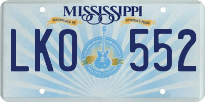 MS license plate LKO552