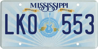 MS license plate LKO553