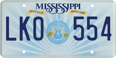 MS license plate LKO554