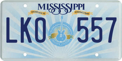 MS license plate LKO557