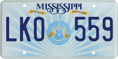 MS license plate LKO559