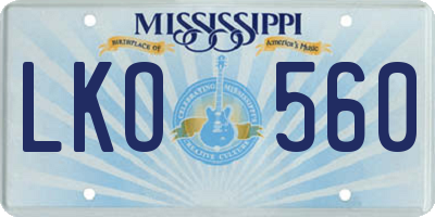 MS license plate LKO560