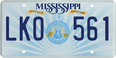 MS license plate LKO561