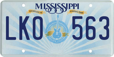 MS license plate LKO563