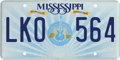 MS license plate LKO564