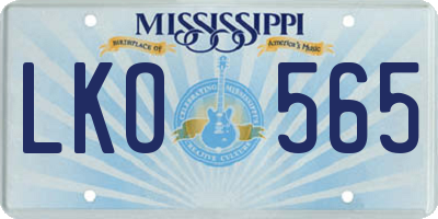 MS license plate LKO565