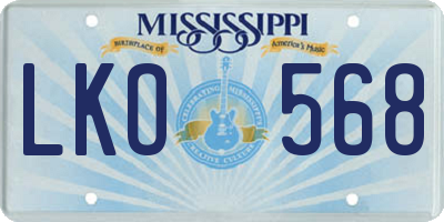 MS license plate LKO568