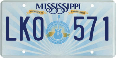 MS license plate LKO571