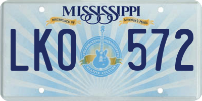 MS license plate LKO572
