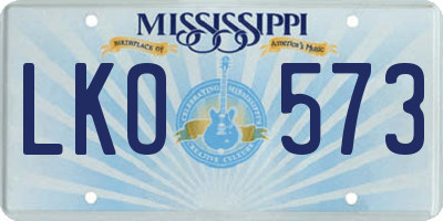 MS license plate LKO573