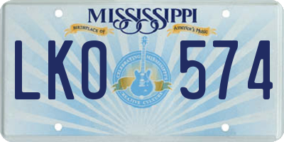 MS license plate LKO574