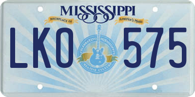 MS license plate LKO575
