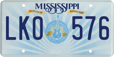 MS license plate LKO576