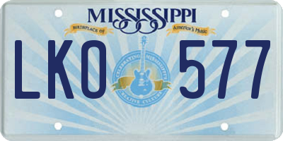 MS license plate LKO577