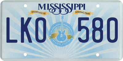 MS license plate LKO580