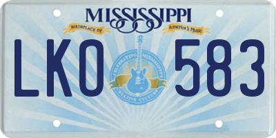MS license plate LKO583