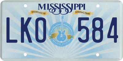 MS license plate LKO584