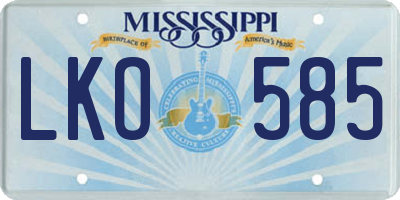 MS license plate LKO585