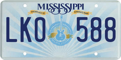 MS license plate LKO588