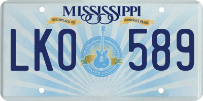 MS license plate LKO589