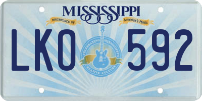 MS license plate LKO592